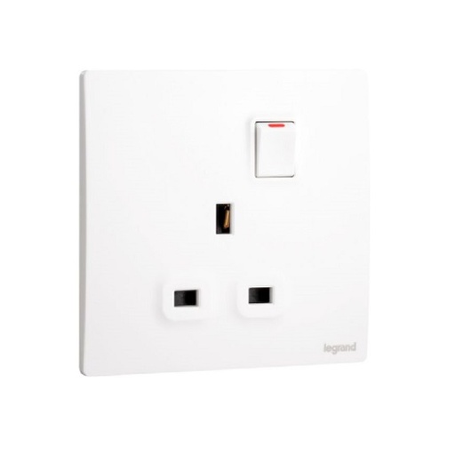[281111] Legrand - 281111 - Mallia™ Senses 1-Gang BS switched socket outlet single pole 13A Matt White