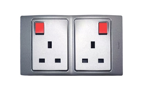[281315] Legrand - 281315 - Mallia™ Socket Outlet Double 13A 250V 2-Gang LED Silver.