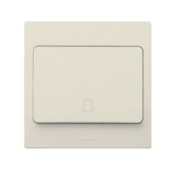 [281440] Legrand - 281440 - Mallia™ Push Button 10A 250V 1-Gang N/O contact w/ bell symbol Champagne.