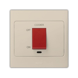 [281472] Legrand - 281472 - Mallia™ Double pole switch 1-Gang 1-Way 45A 250V W/ Red indicator & Cooker marking Champagne.