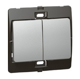 [283002] Legrand - 283002 - Mallia™ Single pole switch 2-Gang 1-Way 10A Silver.