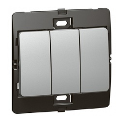 [283004] Legrand - 283004 - Mallia™ Single pole switch 3-Gang 1-Way 10A Silver.