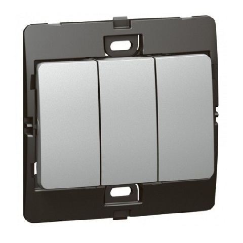 [283004] Legrand - 283004 - Mallia™ Single pole switch 3-Gang 1-Way 10A Silver.