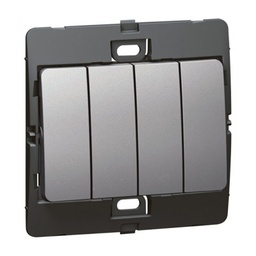 [283006] Legrand - 283006 - Mallia™ Single pole switch 4-Gang 1-Way 10A Silver.