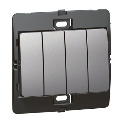 [283006] Legrand - 283006 - Mallia™ Single pole switch 4-Gang 1-Way 10A Silver.