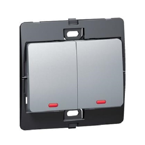 [283013] Legrand - 283013 - Mallia™ Single pole illuminated switch 2-Gang 2-Way 10A Silver.