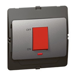 [283072] Legrand - 283072 - Mallia™ Double pole switch Cooker 1-Gang 1-Way 45A 250V w/ Red Indicator Silver.