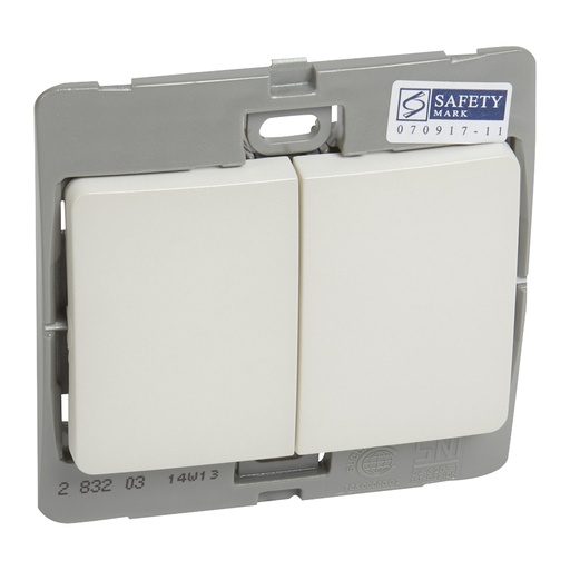 [283203] Legrand - 283203 - Mallia™ Single pole switch 2-Gang 2-Way 10A Pearl.