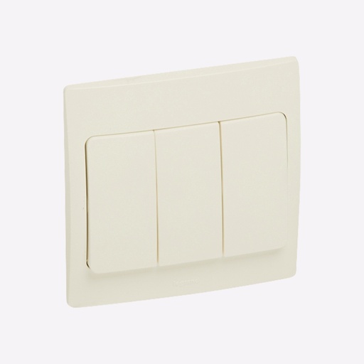 [283204] Legrand - 283204 - Mallia™ Single pole switch 3-Gang 1-Way 10A Pearl.