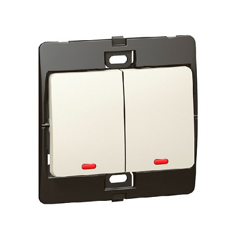 [283212] Legrand - 283212 - Mallia™ Single Pole illuminated Switch 2-Gang 1-Way 10A 250V Pearl.