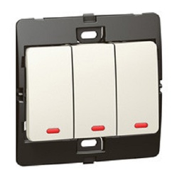 [283214] Legrand - 283214 - Mallia™ Single pole illuminated switch 3-Gang 1-Way 10A 250V Pearl.