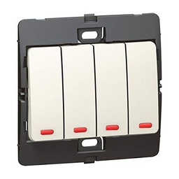 [283216] Legrand - 283216 - Mallia™ Single pole illuminated switch 4-Gang 1-Way 10A 250V Pearl.