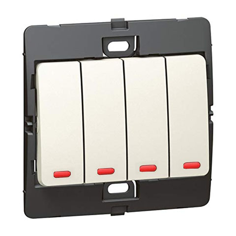 [283216] Legrand - 283216 - Mallia™ Single pole illuminated switch 4-Gang 1-Way 10A 250V Pearl.