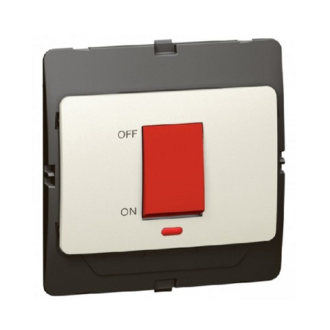 [283271] Legrand - 283271 - Mallia™ Double pole switch 1-Gang 1-Way 45A 250V LED indicator & Red Rocker Pearl.