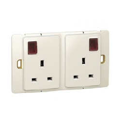 [283315] Legrand - 283315 - Mallia™ Single Pole socket outlet British Standard Switched LED 13A 250V 2-Gang Pearl.