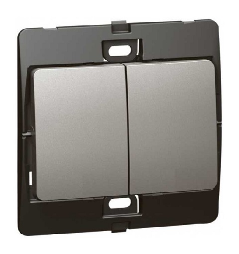 [283402] Legrand - 283402 - Mallia™ Single pole switch 2-Gang 1-Way 10A 250V Dark Silver.
