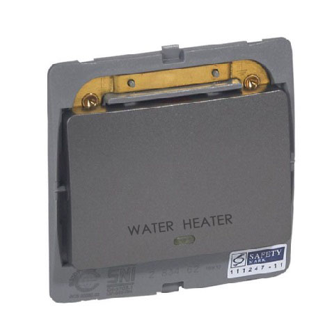 [283462] Legrand - 283462 - Mallia™ Double pole switch Earth link w/ Water heater marking 1-Gang 1-Way Dark Silver.