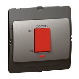 [283472] Legrand - 283472 - Mallia™ Double pole switch w/ Cooker marking 45A 250V 1-Gang 1-Way Dark Silver.