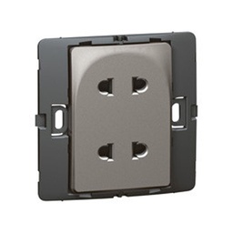 [283502] Legrand - 283502 - Mallia™ EU/US Standard Double Socket switch 2-P 2-Gang 10A-16A 250V Dark Silver.