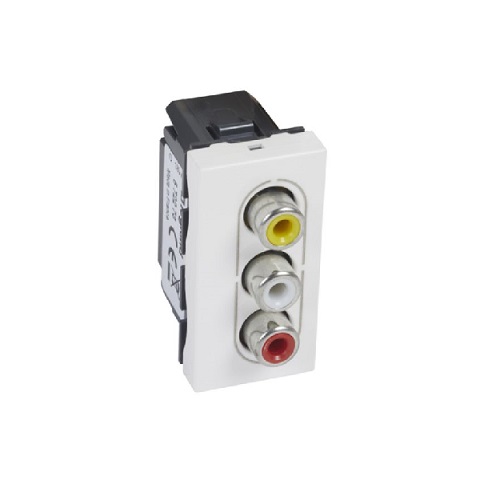 [572273] Legrand - 572273 - Arteor™ Female 3 RCA Socket Connection on screw terminals 2 Module White.