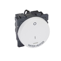 [573078] Legrand - 573078 - Arteor 1-Way double pole Switch w/ Red indicator & "WATER HEATER" marking 20A 2 Module White.