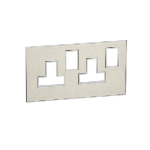 [575106] Legrand - 575106 - Arteor™ Plate British Standard Square for 13A Twin switched socket 2-Gang Brushed Stainless steel.