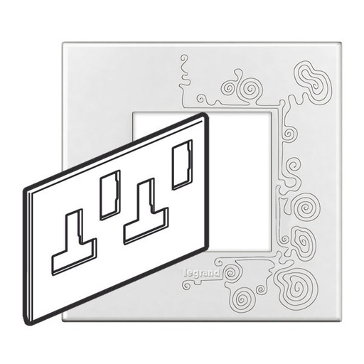 [576208] Legrand - 576208 - Arteor™ Plate British Standard Square for 13A Twin switched socket 2-Gang Tattoo Edition 1.