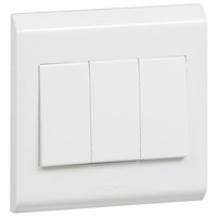 [617005] Legrand - 617005 - Single pole switch Belanko - 3 gang - 2-way - 10 AX - 250 V~ - large rocker