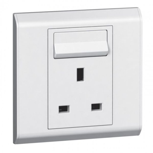 [617042] Legrand - 617042 - British standard socket outlet Belanko - 1 gang Single Pole switched + neon - 13 A 250 V~