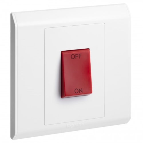 [617075] Legrand - 617075 - BELANKO 45A SWITCH 1GANG 1WAY DP+RED ROCKER 250V WHITE