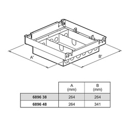 [689638] Legrand - 689638 - Raised floor full backbox for 3-Compartments Lid & Trim.