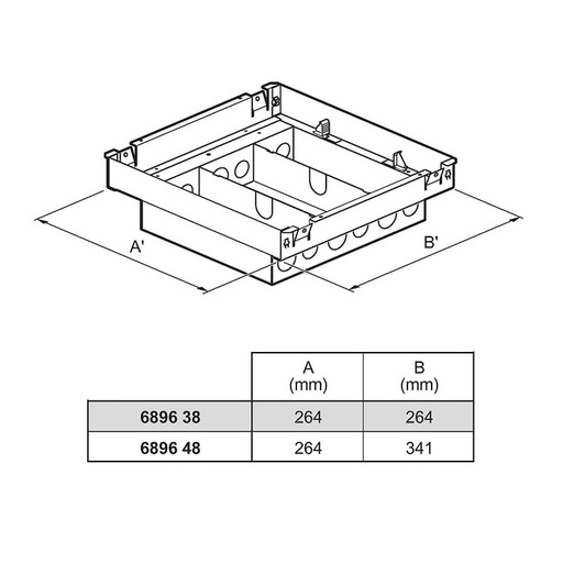 [689638] Legrand - 689638 - Raised floor full backbox for 3-Compartments Lid & Trim.