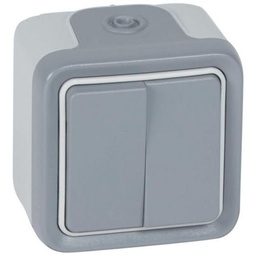 [69715] Legrand - 69715 - Switch Plexo IP 55 - 2 gang 2-way - 10 AX - 250 V~ - surface mounting - grey
