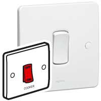 [730122] Legrand - 730122 - Synergy™ - Double pole switch - Double pole red rocker - 45 A 250 V~ - 86x86 mm - White