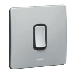 [731001] Legrand - 731001 - Synergy® Switch British Standard single pole plate 1-Gang 2-Way 10A 250V Silver.