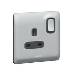 [731060] Legrand - 731060 - Synergy® British Standard Double pole Socket outlet 1-Gang Switched 13A 250V Silver.