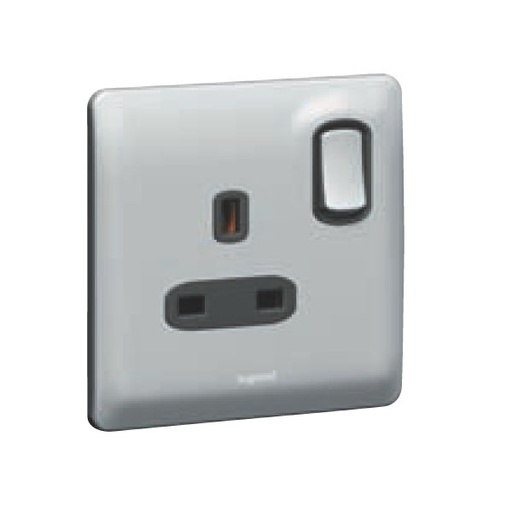 [731060] Legrand - 731060 - Synergy® British Standard Double pole Socket outlet 1-Gang Switched 13A 250V Silver.