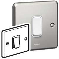 [733131] Legrand - 733131 - 1P switch Synergy - 1 gang - 2 way - 20 AX - 250 V~ - brushed stainless steel