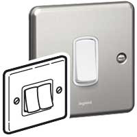 [733132] Legrand - 733132 - 1P switch Synergy - 2 gang - 2 way - 20 AX - 250 V~ - brushed stainless steel