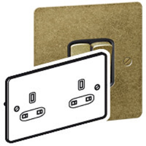 [734275] Legrand - 734275 - Synergy Unswitched socket outlet 13A 250V 2Gang (Twin) Ab - Antique Brass.