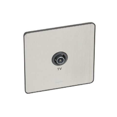 [832040] Legrand - 832040 - Synergy™ Sleek single male TV socket Brushed Stainless Steel.