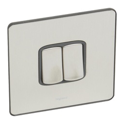 [832002] Legrand - 832002 - Synergy™ Sleek 2-Gang 2-Way switch 10A Brushed Stainless Steel.