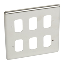 [833182] Legrand - 833182 - Synergy™ Authentic Front plate 6 Grid module 2x2 gang Brushed Stainless Steel