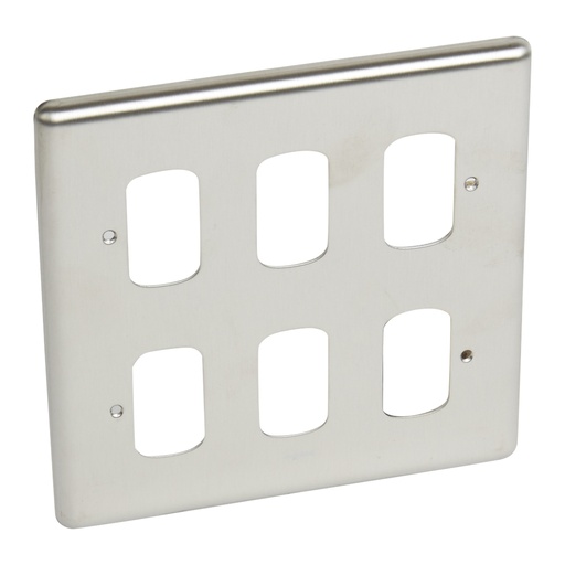 [833182] Legrand - 833182 - Synergy™ Authentic Front plate 6 Grid module 2x2 gang Brushed Stainless Steel