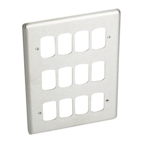 [833185] Legrand - 833185 - Synergy™ Authentic Front plate 12 Grid module 3x2 gang Brushed Stainless Steel