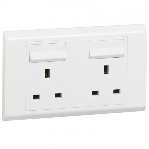 [617046] Legrand - 617046 - British standard socket outlet Belanko - 2 gang Single Pole switched - 13 A 250 V~