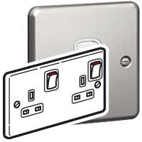 [733070] Legrand - 733070 - DP socket outlet Synergy - 2 gang switched - 13 A - 250 V~ - brushed steel