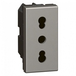 [572603] Legrand - 572603 - Socket Arteor - Italian - 10/16A - 2P+E Shuttered - 1Module - Magnesium