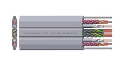 [230131 (658220)] Datwyler Cables - 230131 (658220) - Elevator Flat Travelling Cable High-Rise, FH-PVC (10x G2.5 + 13x 1.0 + 2x 4X2 20-AWG + 4x FO SM), PVC Jacket Grey, EN 50214.