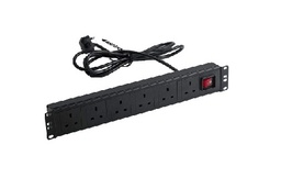 [AA-PRZ01U19-6UK-AL-PW] AGER - AA-PRZ01U19-6UK-AL-PW - PDU 1U 19" 6-Way Power Strip UK Type Black.